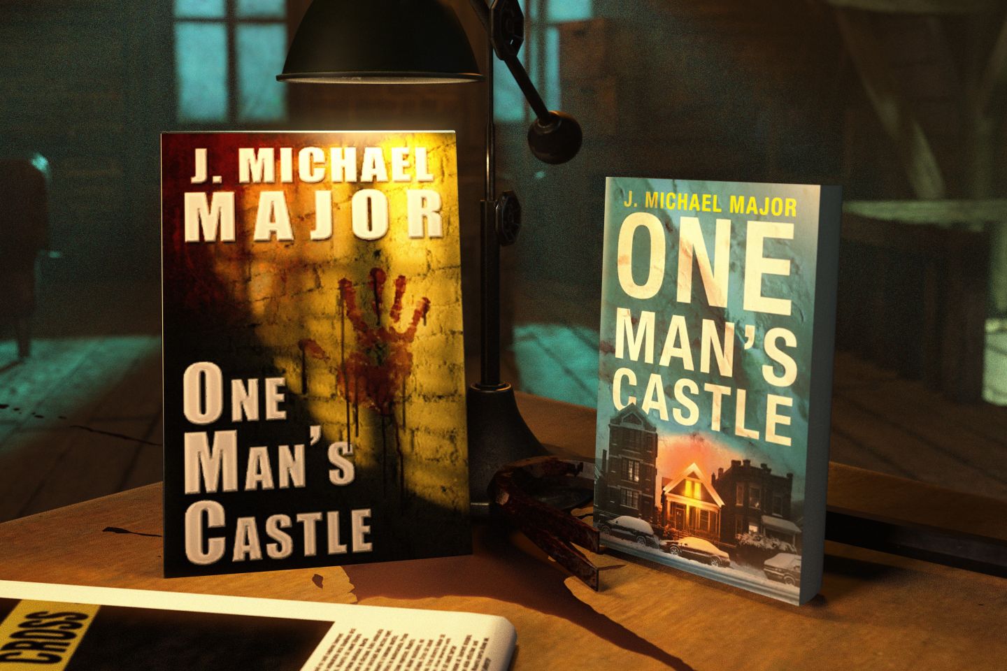J. Michael Major's One Man's Castle novel appears beside the 2014 Lovey Award trophy.